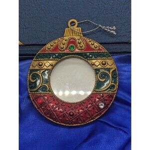 Christmas Ball Picture Photo Frame  Ornament Rhinestone Glam